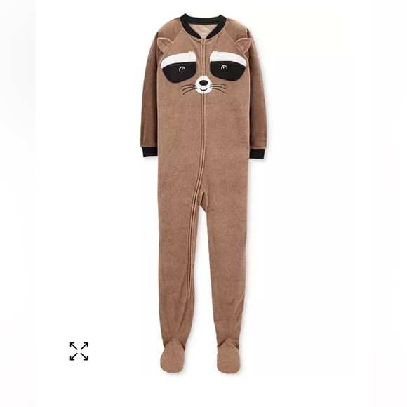Carters big boy raccoon fleece zip footie sleeper pajamas size 12 - Picture 1 of 9